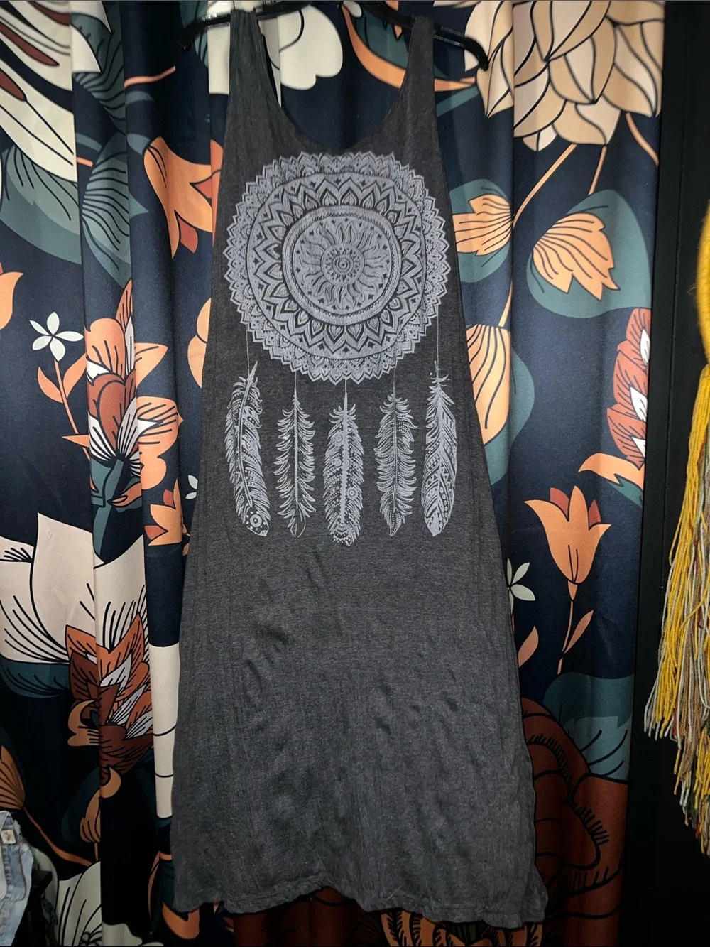 Sleeveless Dark Gray Dreamcatcher Tank Dress